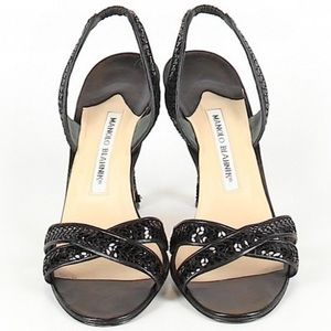 Manolo Blahnik Sequin Strap Heels
